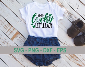 One Lucky Little Lady SVG, Baby Girl / Little Girl St Patrick&#39;s Day SVG, Instant Download Digital Cut File