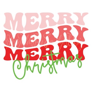 Merry Merry Merry Christmas SVG PNG Cricut Die Cut File | Sublimation Shirt Design