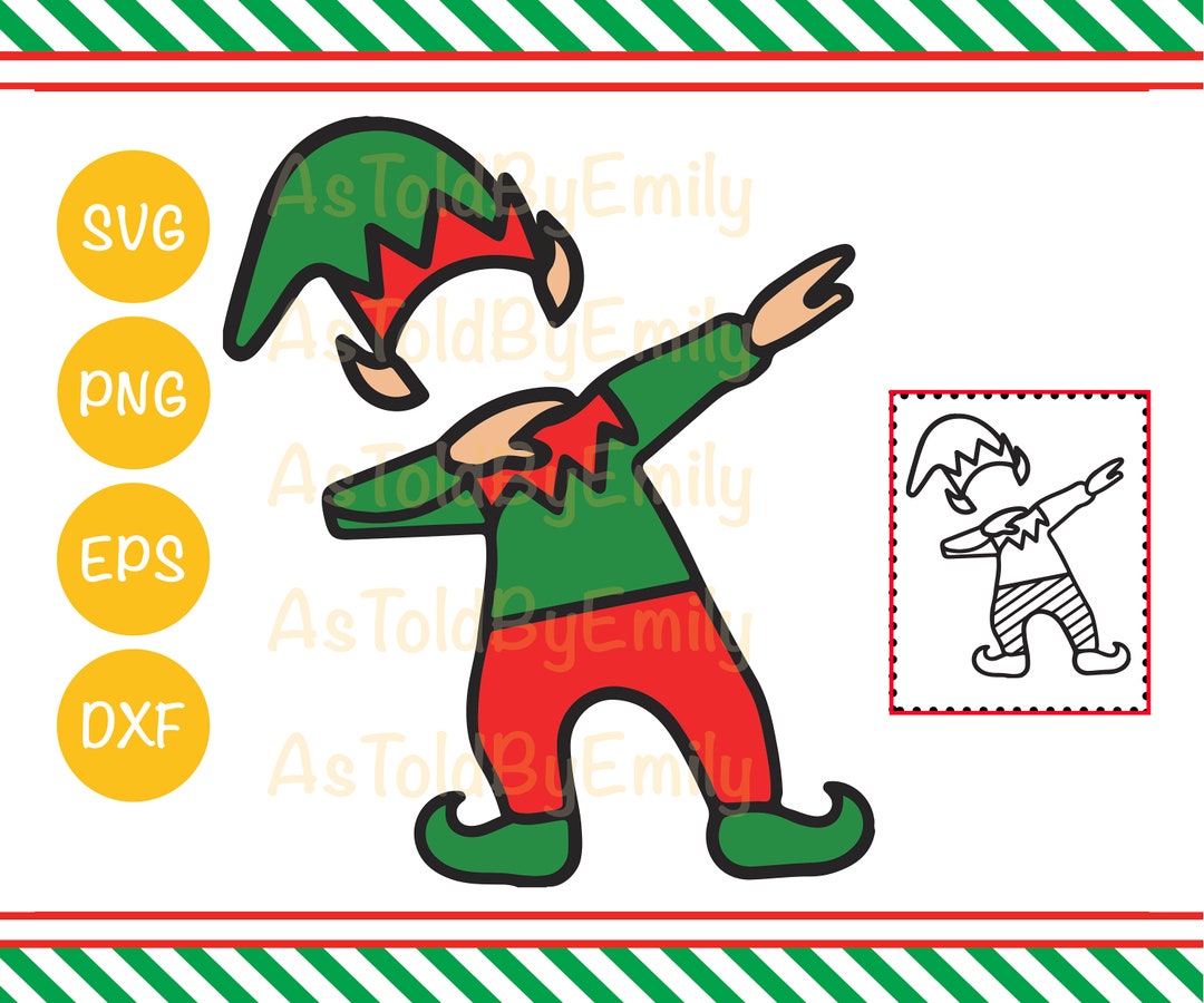 Dabbing Elf Blank Face Frame SVG PNG digital Download Cricut Silhouette