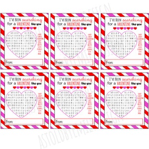 PRINTABLE Word Search Activity Valentine&#39;s Cards - Write Your Own Name - Instant Download Print at Home DIY