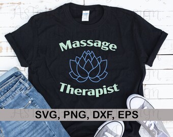 Massage Therapist with Lotus SVG PNG Instant Download Digital Cricut Cut File