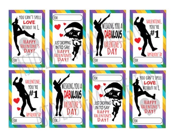 PRINTABLE Video Game Valentine&#39;s Cards with Dancing Silhouettes  - Write Your Own Name - Instant Download Print Out at Home DIY