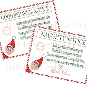 Naughty / Nice List Behavior Report  Notice From Santa Claus for Elf