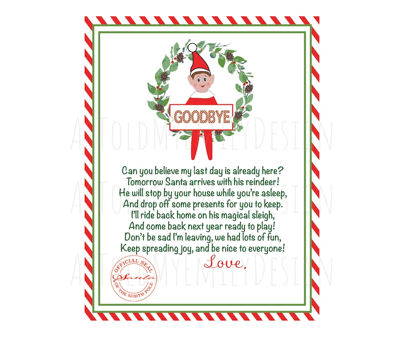 Elf Goodbye Farewell Letter Digital Download Print Printable PDF PNG Etsy Elf Goodbye Farewell Letter Digital Download Print Printable PDF PNG Etsy