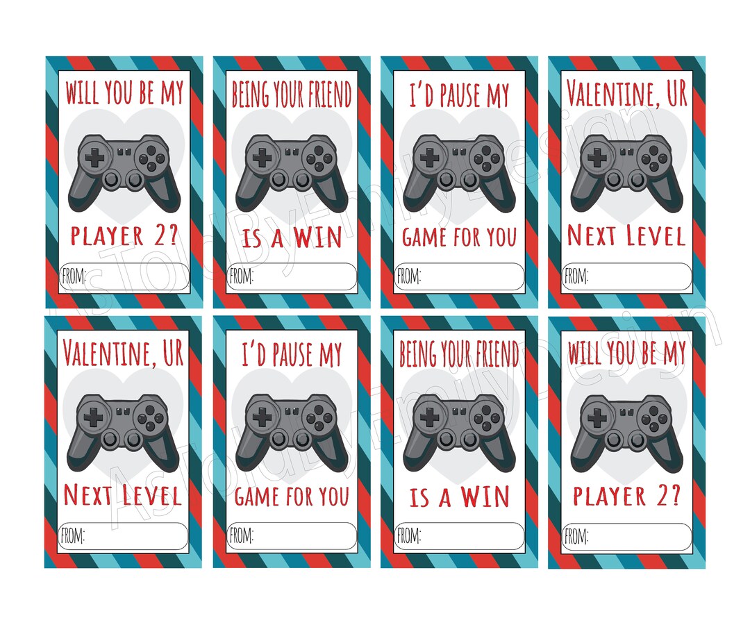 PRINTABLE Video Game Valentine's Cards With Controllers - Write Your ...