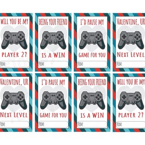 PRINTABLE Video Game Valentine&#39;s Cards with Controllers - Write Your Own Name - Instant Download Print Out at Home DIY