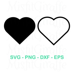 Heart Instant Digital Download SVG Cut File - Open Heart and Solid Filled Heart
