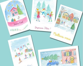 Lot de 3 cartes de noël / cartes de voeux au choix