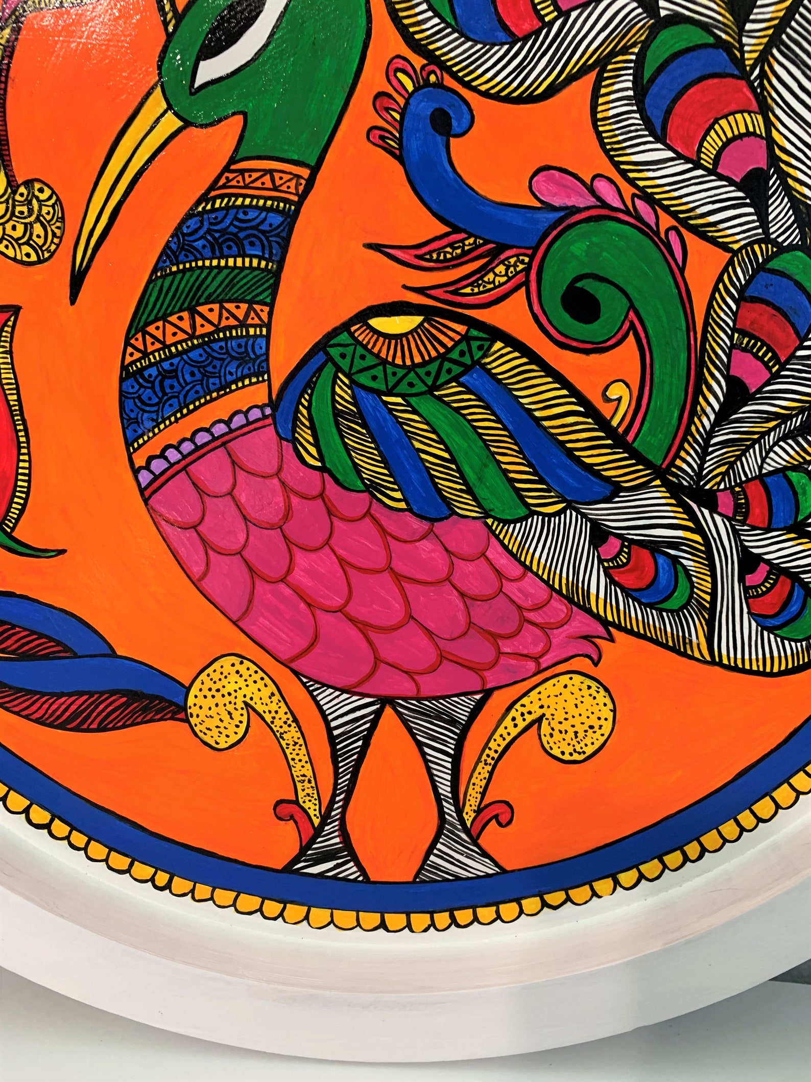 Hand Made Madhubani Peacock Design Wall Hanging main image 0