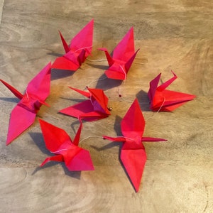 Plain Red Garland - Origami Crane Garland made with japanese washi paper