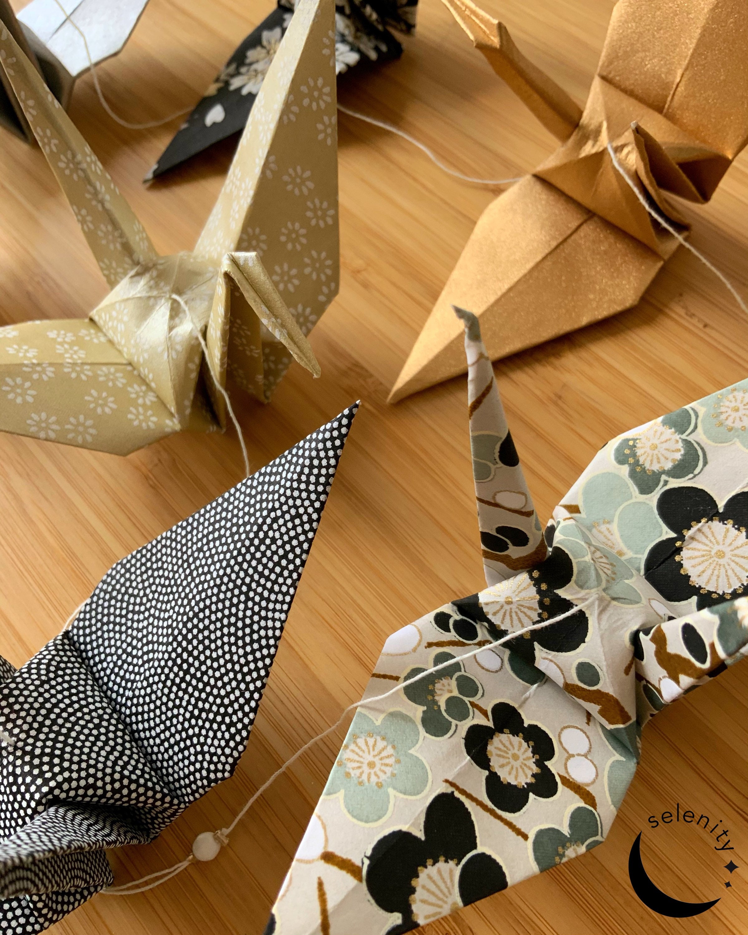 Elegance Garland - Origami Crane Garland Made With Japanese Patterned ...
