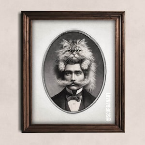 Funny Cat Master Art Print: Silly Victorian Portrait, Quirky Home Decor
