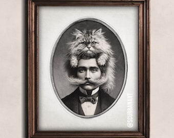 Funny Cat Master Art Print: Silly Victorian Portrait, Quirky Home Decor