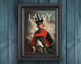 Lavvy Bathroom Art Print: Scottish Slang Toilet Sign, Funny Vintage Painting