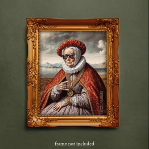 Rolig tatuerad mormors konsttryck: Udda renässansporträtt