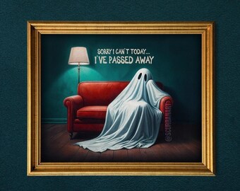 Funny Gothic Ghost Art Print: Dark Humor Halloween Home Decor
