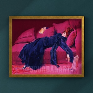 Pink Decadent Young Woman Art Print: Remixed Vintage Painting