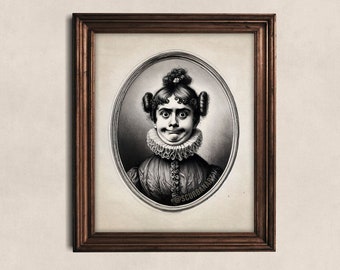 Awkward Funny Altered Vintage Victorian Portrait Eclectic Quirky Maximalist Alternative Bathroom Wall Décor