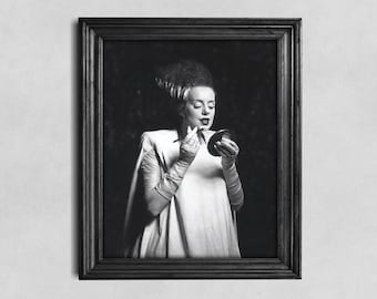 Bride of Frankenstein Art Print: Gothic Horror Black & White Photo