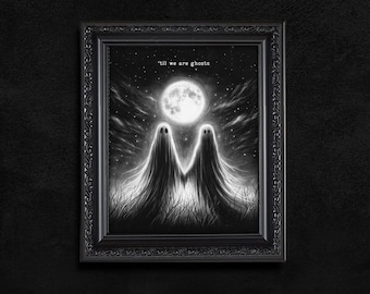 Personalized Ghost Couple Art Print: Dark Romantic Gothic Home Decor