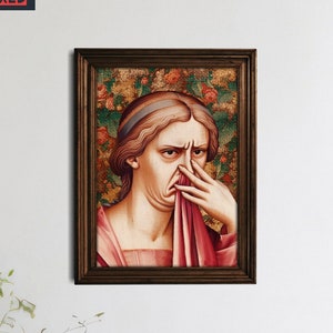 Stinker Lustig Badezimmer Kunstdruck, veränderter Tudor Königin Wandbehang Tapisserie Halt Nase Stinkende Fürze Poo Rude schrullig sarkastisch