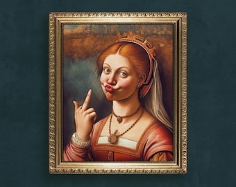 Funny Middle Finger Renaissance Portrait Art Print