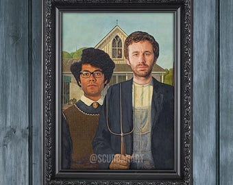 IT Crowd Art Print: American Gothic Parody - Moss, Roy & Richmond