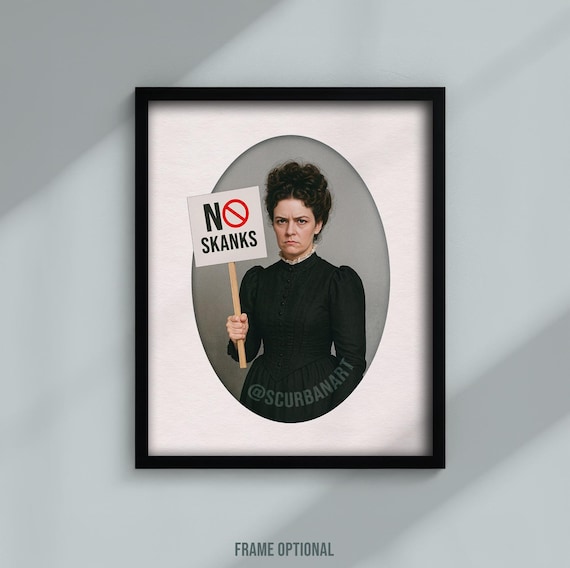 Funny Feminist Art Print: No Skanks Vintage Victorian Portrait
