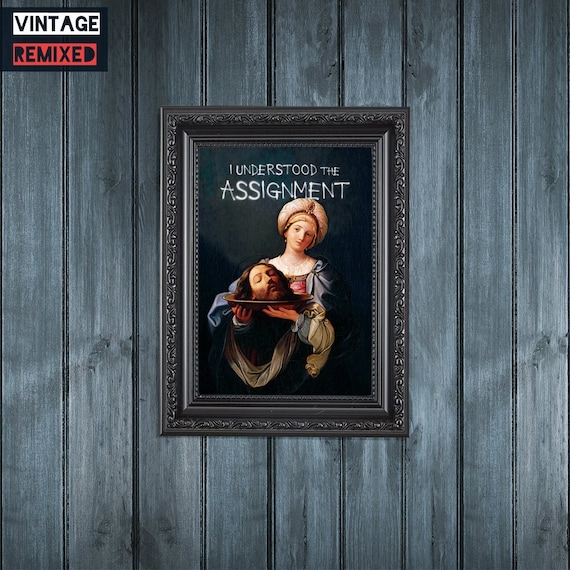 Funny Feminist Art Print: Altered Vintage Painting, Dark Humor