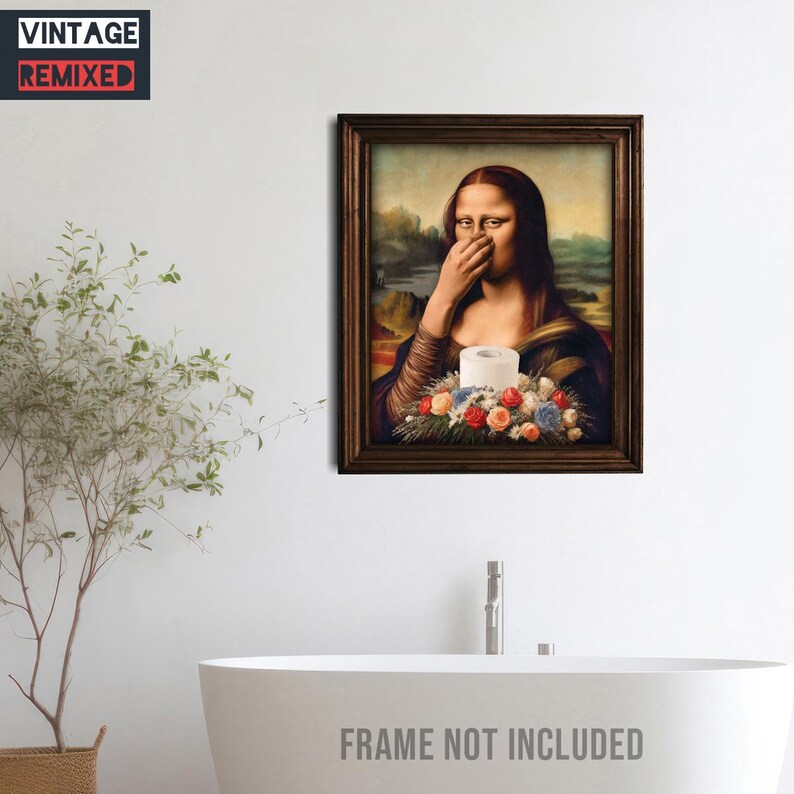 Funny Mona Lisa Bathroom Toilet Art Print: Stink Smelly Altered Vintage ...