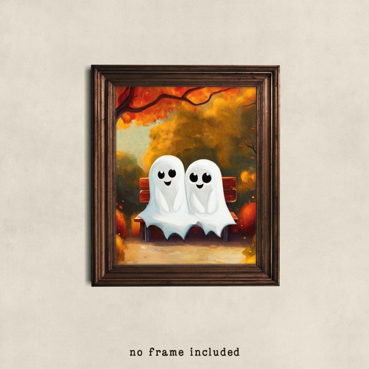 Best Friends Cute Ghost Art Print, Romantic Ghost Couple Gift