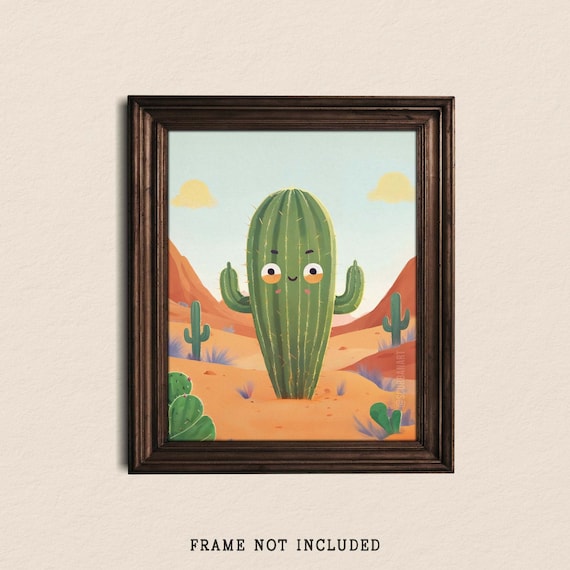 Funny Cactus Art Print: Rude Middle Finger Whimsical Western Decor - Etsy