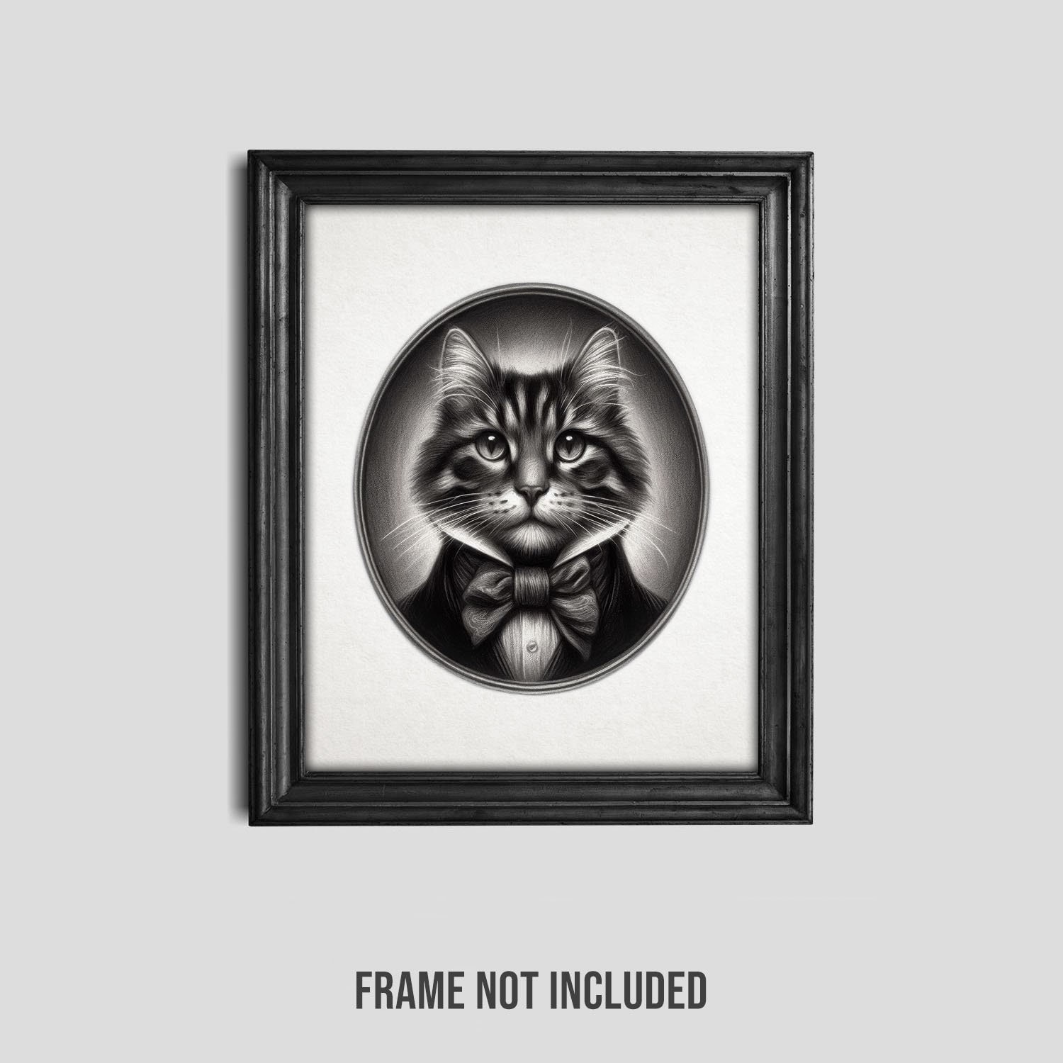 Victorian Gentleman Cat Portrait: Quirky Gothic Home Decor Art Print