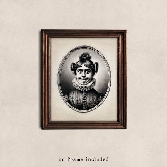 Awkward Funny Altered Vintage Victorian Portrait Eclectic Quirky Maximalist Alternative Bathroom Wall Décor