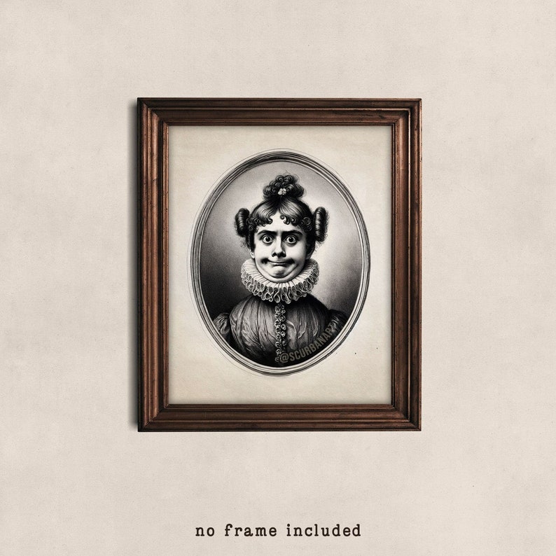 Awkward Funny Altered Vintage Victorian Portrait Eclectic Quirky Maximalist Alternative Bathroom Wall Décor