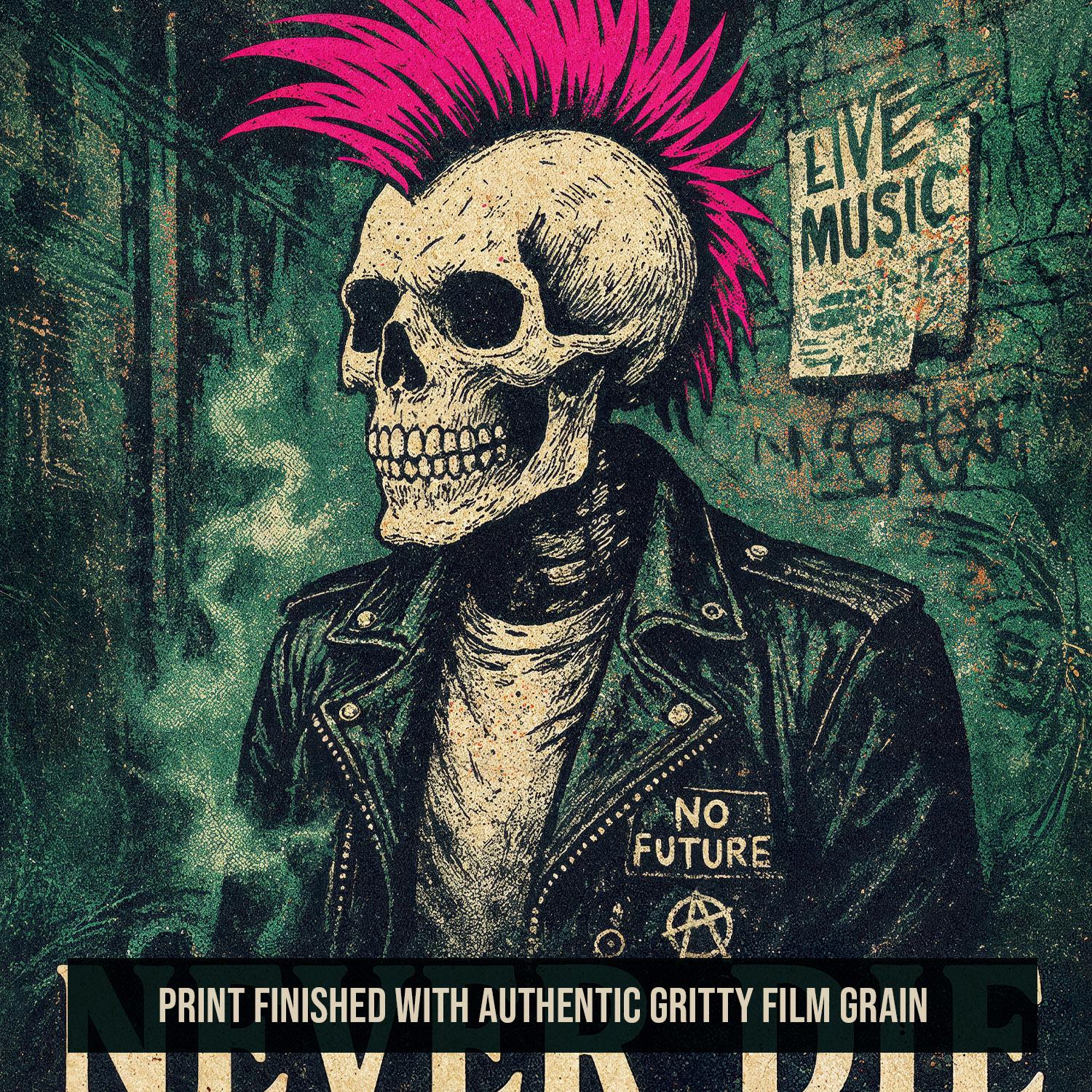 Pink Punk Rock Skeleton Art Print: Retro Gothic Home Décor - Etsy