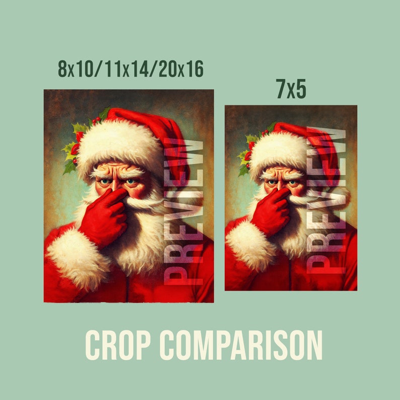 Stink Santa Funny Bathroom Retro Art Print, Vintage Painting Hold Nose