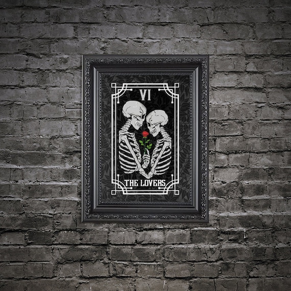 Lovers Tarot Card Wall Art Print Floral Skulls Dark Academia Vintage Halloween Love Romance Skeleton Macabre Alt Gothic Home Decor Etsy Canada