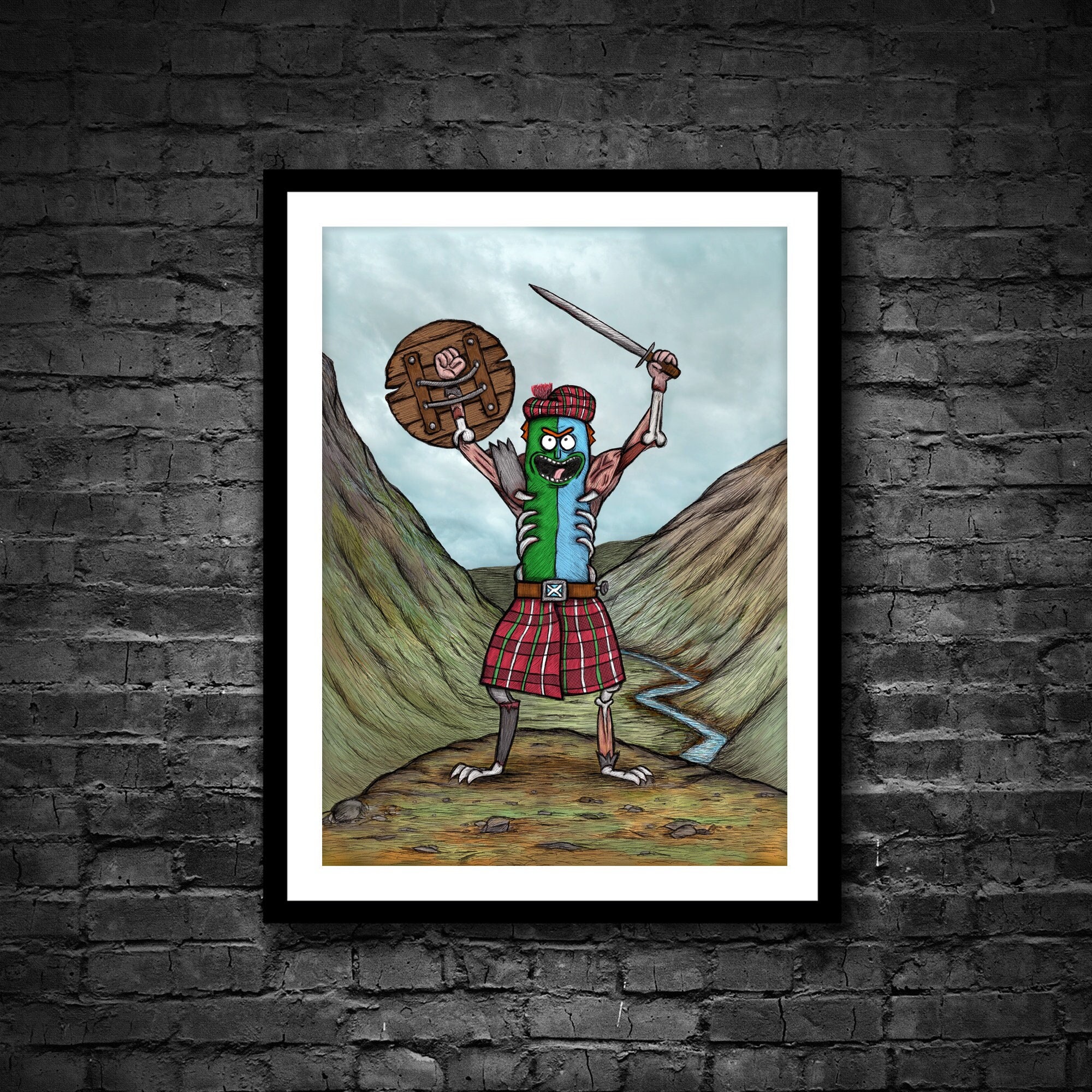 Scottish Pickle Funny Art Print Fun Gift Braveheart Drawing