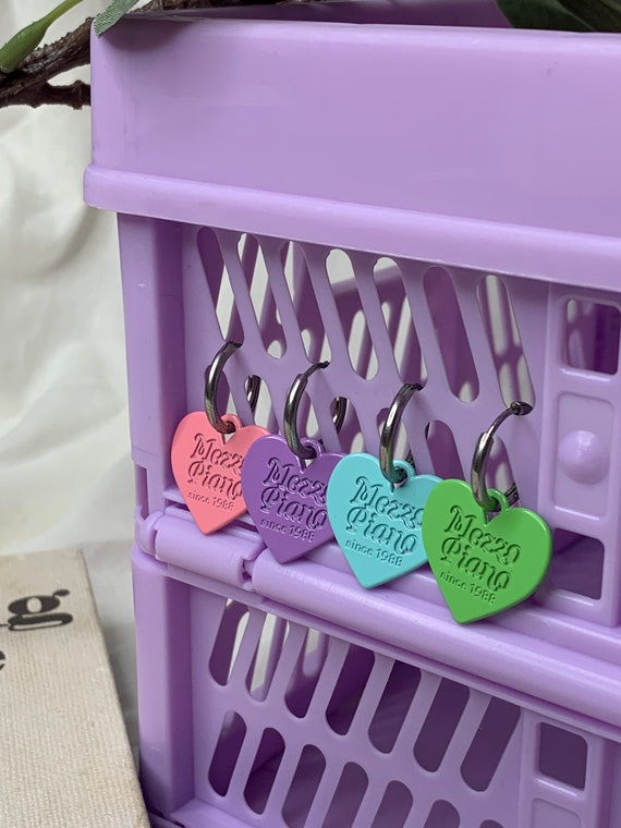 Mezzo Piano Harajuku Heart Charm Hoop Earrings Etsy