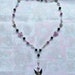 black purple grunge fairy butterfly beaded pearl rosary style necklace 