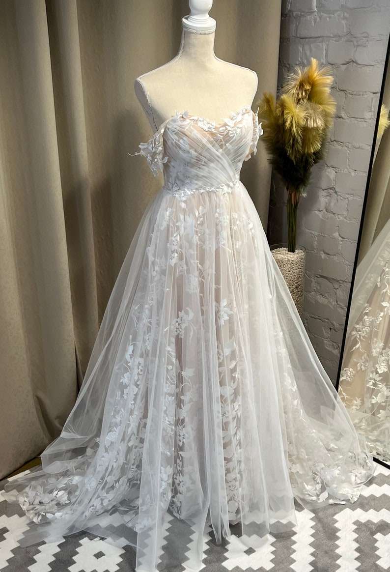 Boho Wedding Dress A Line Wedding Dress Lace Wedding Dress - Etsy