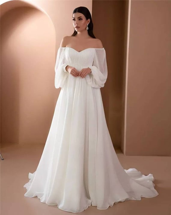 Off the Shoulders Wedding Dress Long 