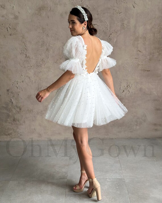 Cap sleeve short wedding dress 2025