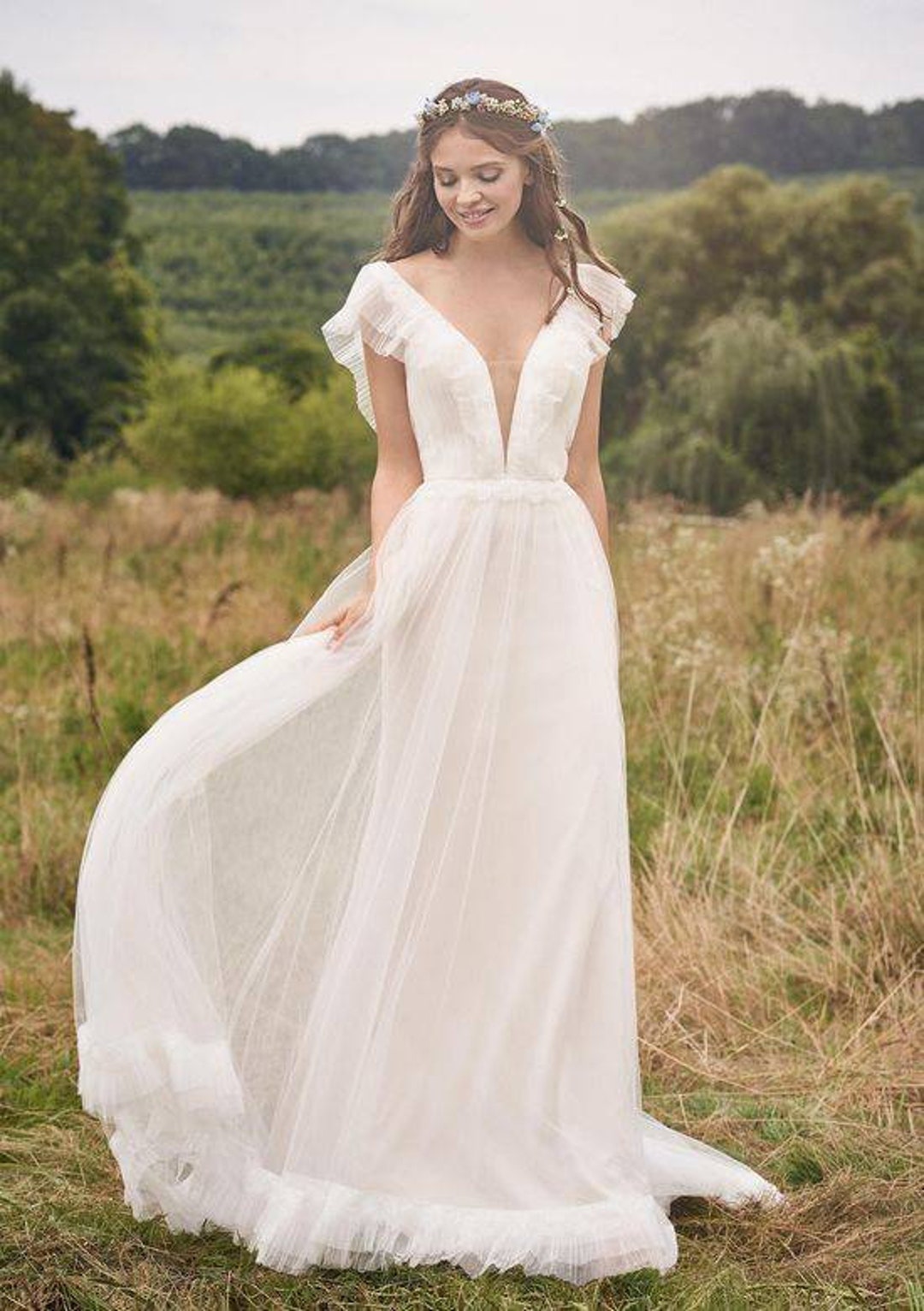 Sleeveless Simple Minimalist Dress Boho Wedding Dress A Line - Etsy
