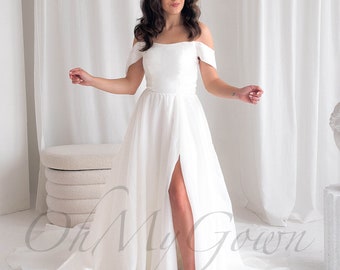 EN STOCK ! Robe de mariée trapèze, Robe de mariée modeste, Robe de mariée classique, Robe de mariée minimaliste, Robe de mariée simple, Robe de mariée