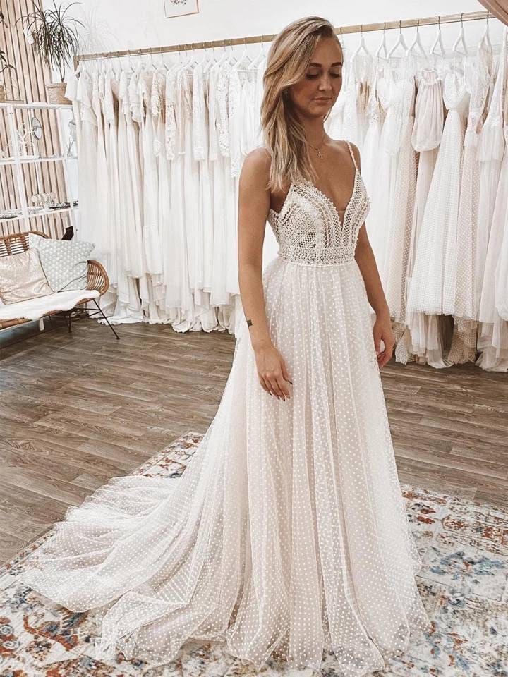 Swiss Dot Lace Gown 