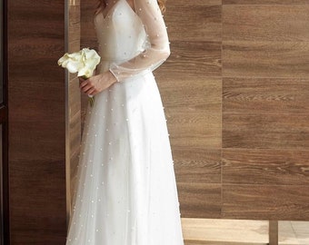 Pearl Boho Wedding Dress - Etsy