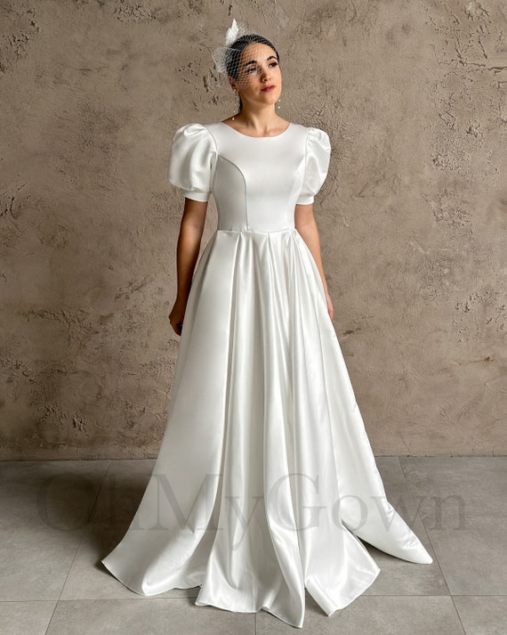 Simple Satin Wedding Dress, Bride Dress, Bridal Gown ,Dresses For Brid –  DressesTailor