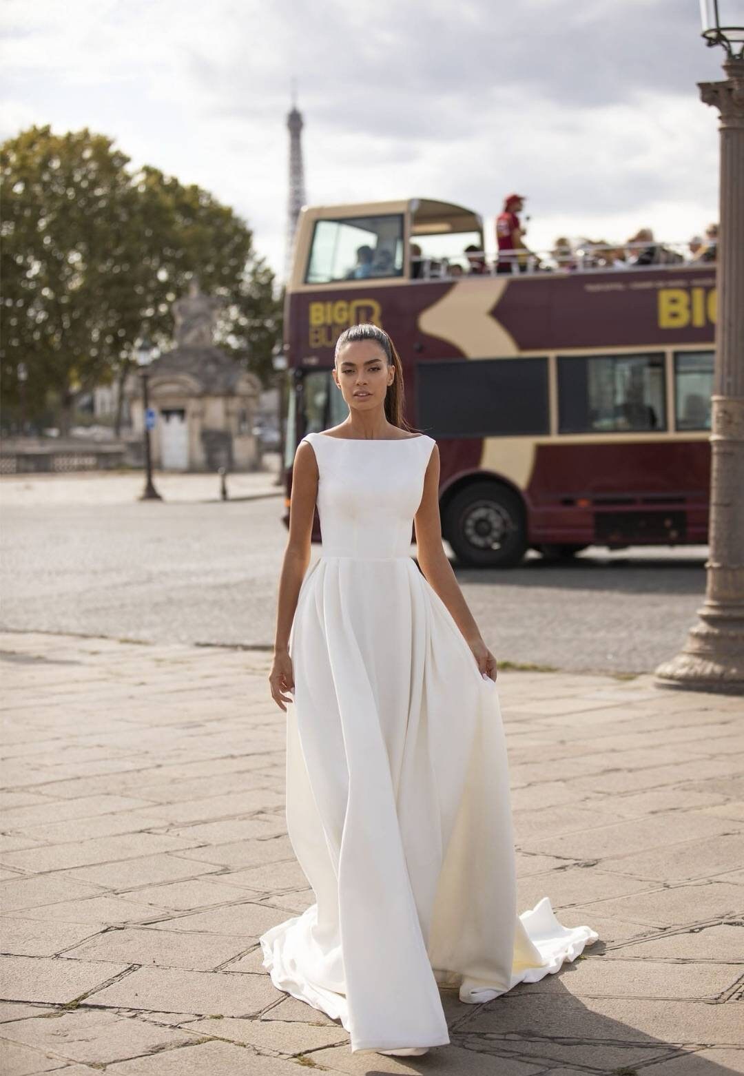 bateau neck wedding dress